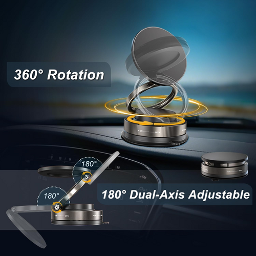 360° Rotatable Magnetic Car Phone Holder — 89 LBS Heavy Duty Suction Cup, 2600gf Magnet, Foldable Universal Mount for Dashboard & Windshield - Photo 2