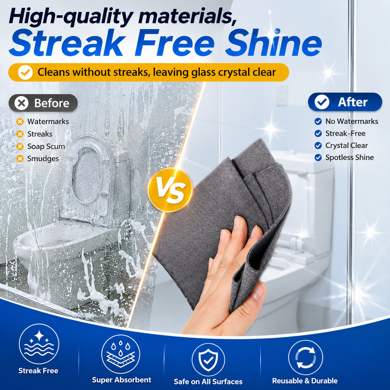 Magic Cleaning Cloth — 6/12 Pack Premium Microfiber Towels, Lint-Free Streak-Free Reusable for Car Windows, Glass, Mirrors, Kitchen - Photo 4
