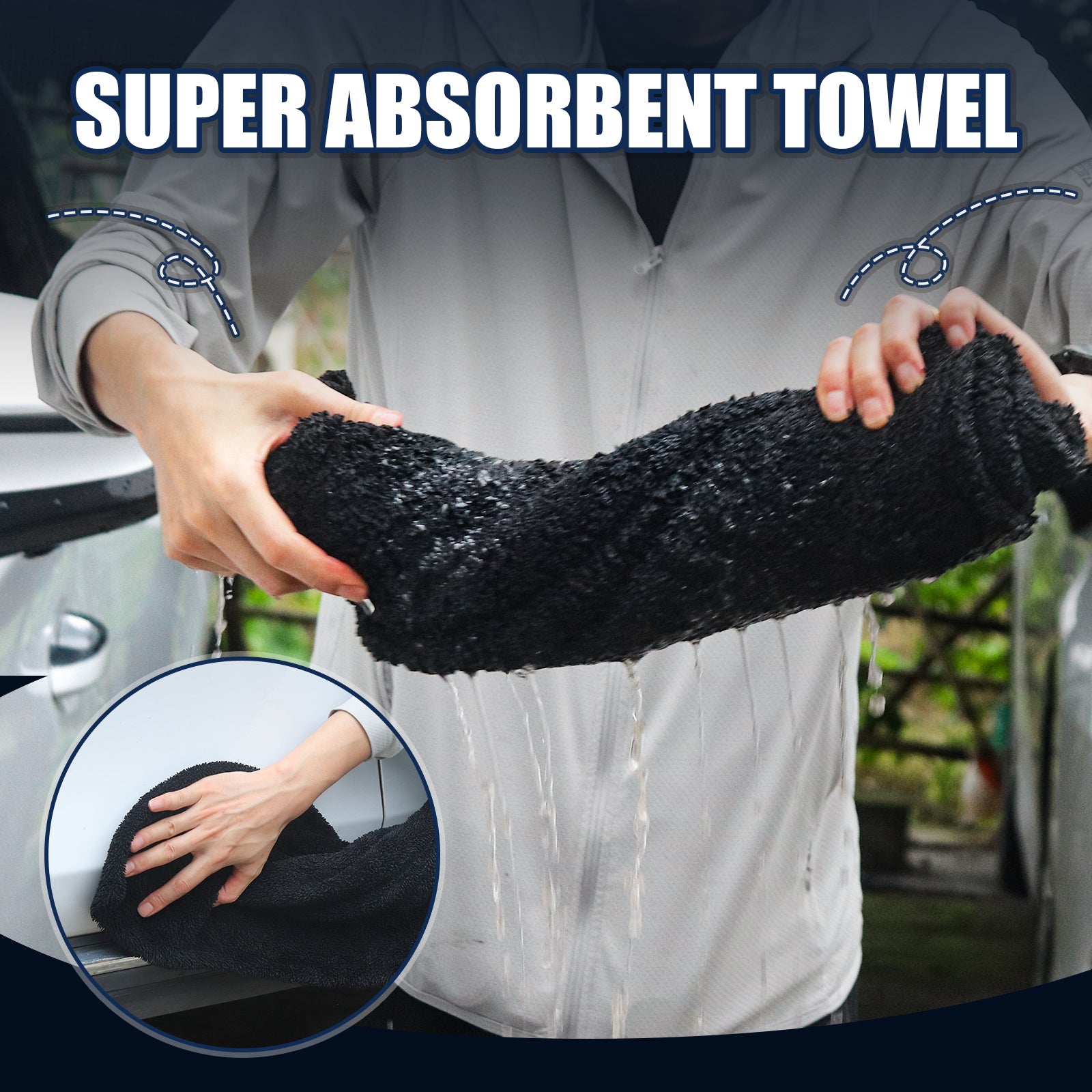 NEATLY XL Pro Car Drying Towel — Black 1300GSM Microfiber (36"×28")