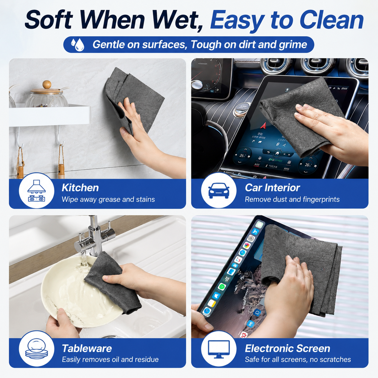 Magic Cleaning Cloth — 6/12 Pack Premium Microfiber Towels, Lint-Free Streak-Free Reusable for Car Windows, Glass, Mirrors, Kitchen - Photo 5