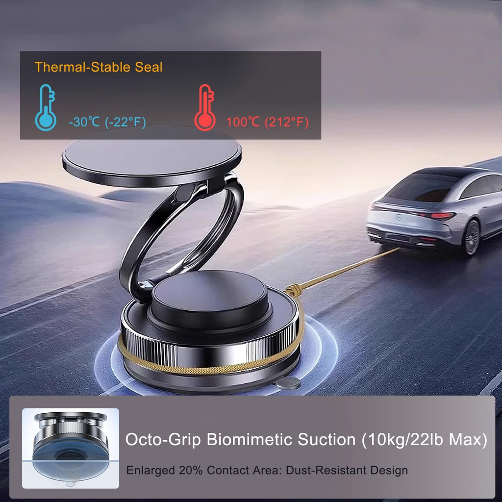360° Rotatable Magnetic Car Phone Holder — 89 LBS Heavy Duty Suction Cup, 2600gf Magnet, Foldable Universal Mount for Dashboard & Windshield - Photo 7