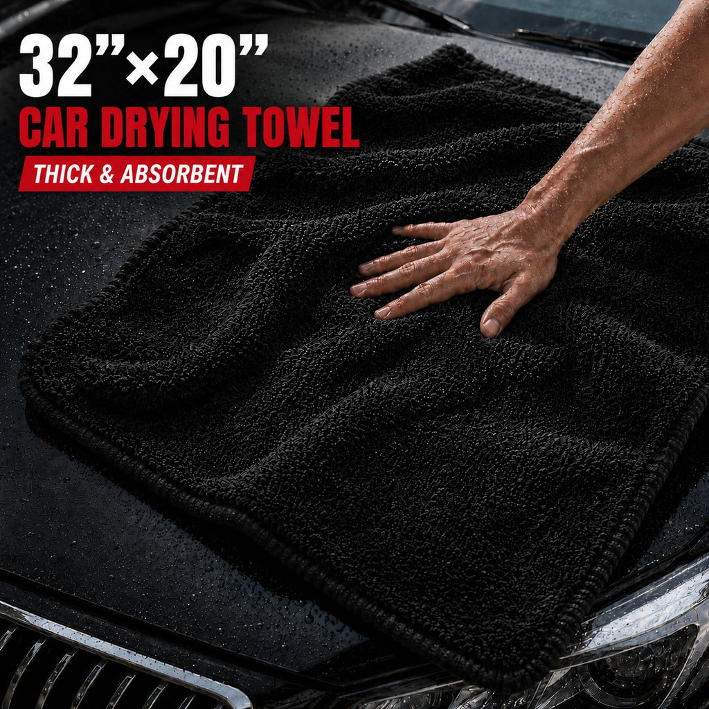 NEATLY L-Classic 1300GSM Compact Drying Towel — 32"x20", 450g, Black - front view