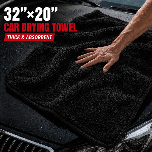 NEATLY L-Classic 1300GSM Compact Drying Towel — 32"x20", 450g, Black - front view