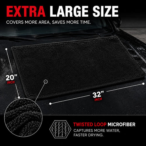NEATLY L-Classic 1300GSM Compact Drying Towel — 32"x20", 450g, Black - size comparison